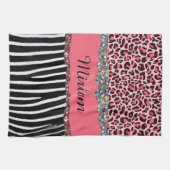 Rosa Extravaganter Glitzer Girly Leopard Printing  Geschirrtuch (Horizontal)