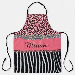 Rosa Extravaganter Glitzer Girly Leopard Printing Schürze