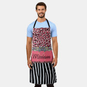 Rosa Extravaganter Glitzer Girly Leopard Printing  Schürze (Getragen)