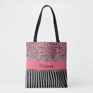 Rosa Extravaganter Glitzer Girly Leopard Printing Tasche