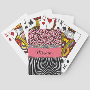 Rosa Extravaganter Glitzer Giro Leopard Printing Spielkarten