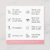 Rosa Eyelash-Verlängerung nach der Behandlung Quadratische Visitenkarte (Rückseite)