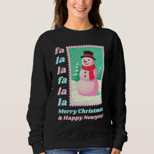Rosa Fa La La Schneemann Weihnachtspost Briefmarke Sweatshirt