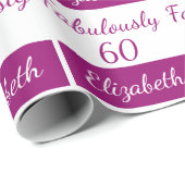 Rosa Fabulous 60 60. Geburtstagswrapping Paper Geschenkpapier (Rolleneckpunkt)