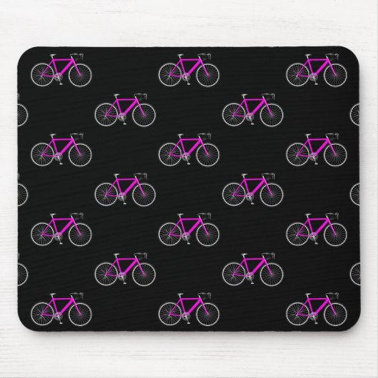 rosa Fahrrad auf schwarz Mousepad (Vorne)