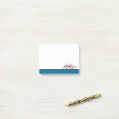 Rosa Fahrrad mit blauem gemustertem Rand Post-it Klebezettel (Auf Schreibtisch)