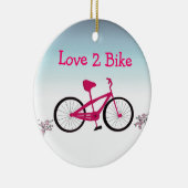 Rosa Fahrrad mit Niedlichem Sprichwort Keramikornament (Rechts)