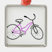 Rosa Fahrrad Silbernes Ornament (Vorne)