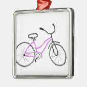 Rosa Fahrrad Silbernes Ornament (Links)