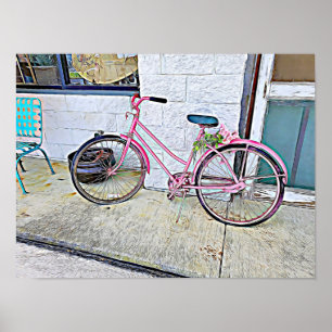 Rosa Fahrrad — Wandplakat Poster
