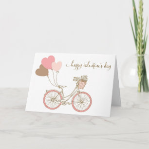 ROSA FAHRRÄDER UND LUFTBALLONS VALENTINSTAG-KARTE FEIERTAGSKARTE
