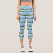 Rosa Fahrradmuster Capri Leggings (Vorderseite)