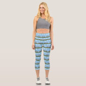 Rosa Fahrradmuster Capri Leggings (Vorderseite)