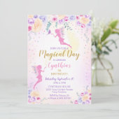 Rosa Fairy Birthday Einladung Fairy Garden (Stehend Vorderseite)