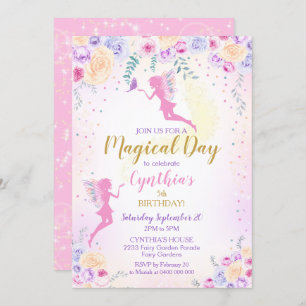 Rosa Fairy Birthday Einladung Fairy Garden