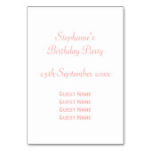 Rosa Fairy Design Tischnummer (Rückseite)