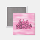 Rosa Fairytale Burg Magnet (Vorderseite/Rückseite)