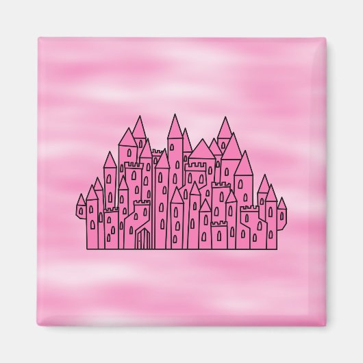 Rosa Fairytale Burg Magnet (Vorne)