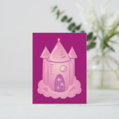 Rosa Fairytale Burg Postkarte (Stehend Vorderseite)
