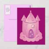 Rosa Fairytale Burg Postkarte (Vorne/Hinten)