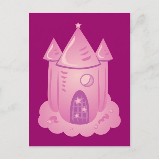 Rosa Fairytale Burg Postkarte (Vorderseite)