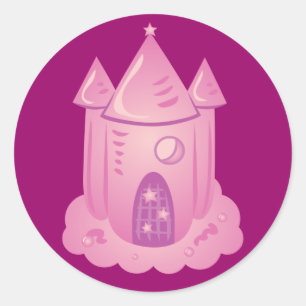 Rosa Fairytale Burg Runder Aufkleber
