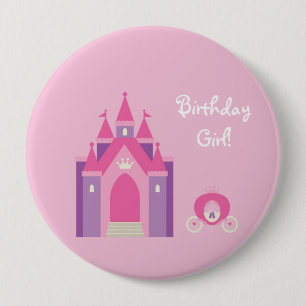 Rosa Fairytale-Schloss-personalisierter Button