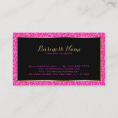 Rosa Fake Glitzer Gold Akzente Visitenkarte (Rückseite)
