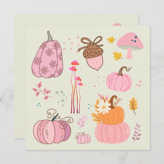 Rosa Fall Geburtstag Feiertagskarte (Vorne/Hinten)