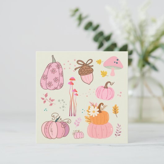 Rosa Fall Geburtstag Feiertagskarte (Stehend Vorderseite)