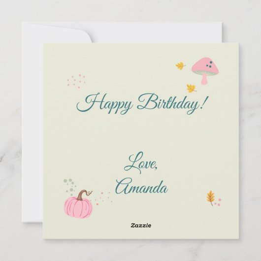 Rosa Fall Geburtstag Feiertagskarte (Rückseite)