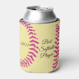 Rosa falsche Glitter Softball Stiche Dosenkühler