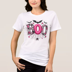 Rosa falsche Rhinstone Boo Grusel Halloween Tri-Blend Shirt