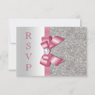 Rosa falscher Bogen & Diamanten RSVP Karte