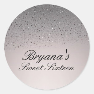 Rosa falscher Glitter Sweet 16 Geburtstagsfeier Runder Aufkleber