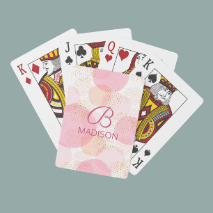 Rosa falsches Gold-Glitter-Monogramm-Name Spielkarten