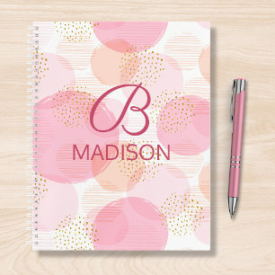 Rosa Falschgold-Glitter-Monogramm-Name Notizblock