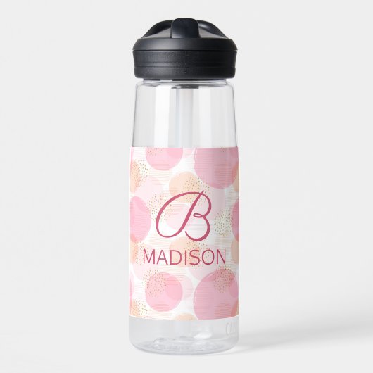 Rosa Falschgold-Glitter-Monogramm-Name Trinkflasche (Vorne)
