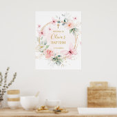 Rosa Falte Schmetterling Taufe Begrüßungszeichen Poster (Küche)