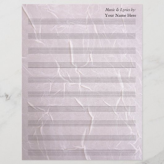 Rosa Falten Fabric Blank Sheet Music 10 Stave (Vorderseite)