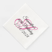 Rosa Fancy Monogramm 40. Geburtstag Serviette (Ecke)