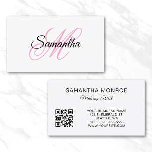Rosa-fancy-Monogramm-QR-Code Visitenkarte