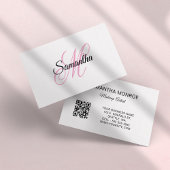 Rosa-fancy-Monogramm-QR-Code Visitenkarte