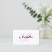 Rosa-fancy-Monogramm-QR-Code Visitenkarte (Stehend Vorderseite)