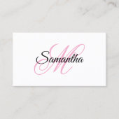Rosa-fancy-Monogramm-QR-Code Visitenkarte (Vorderseite)