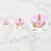 Rosa Fantasie und goldene Sterne Einhorn Konfetti (Vorderseiten)