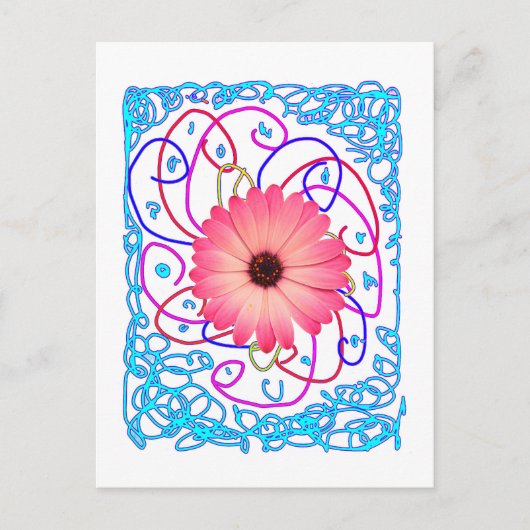 Rosa fantastische Blume Postkarte (Vorderseite)