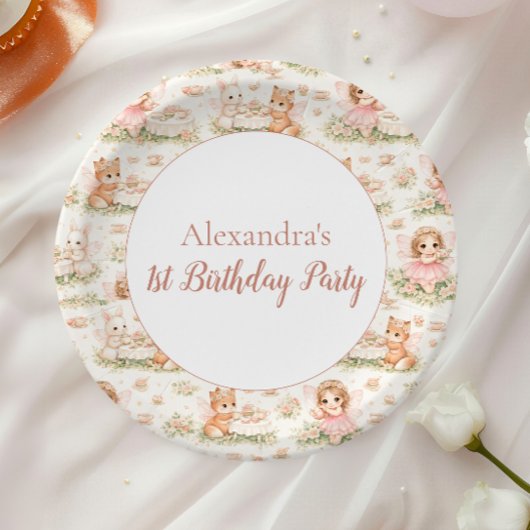 Rosa fantastische Feen-Geburtstag Pappteller