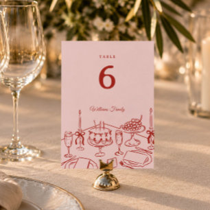 Rosa fantastische Hochzeitstisch-Nummernkarte Tischnummer