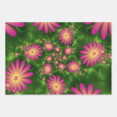 Rosa Fantasyblumen Moderne Abstrakte Fraktal Kunst Geschenkpapier Set (Vorderseite)